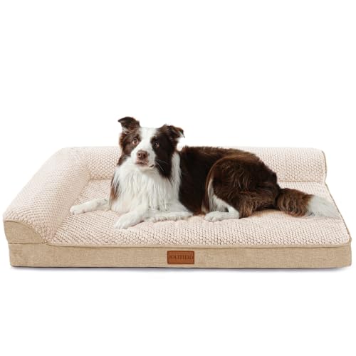 Jolifield Orthopädisches XL-Hundebett für große Hunde, wasserdicht, L-förmig, großes Hundesofa, Haustierbett mit waschbarem, abnehmbarem Bezug, rutschfest, weich, warm, bequem, Haustiercouch, von Jolifield