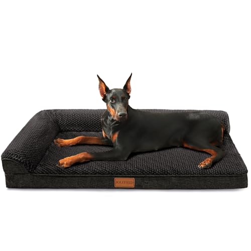 Jolifield Orthopädisches XXL-Hundebett für extra große Hunde, 121,9 x 76,2 cm, L-förmig, großes Hundesofa, Haustierbett mit waschbarem, abnehmbarem Bezug und rutschfester Unterseite, weiche, warme von Jolifield