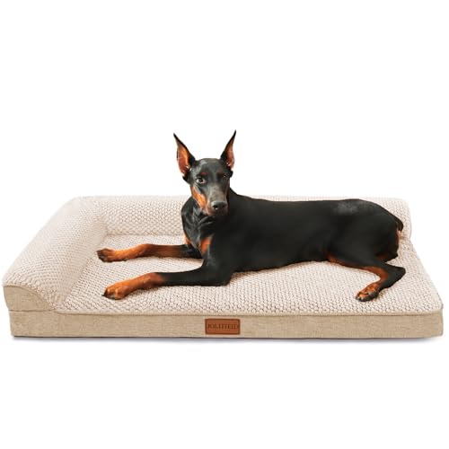 Jolifield Orthopädisches XXL-Hundebett für extra große Hunde, 121,9 x 76,2 cm, L-förmig, großes Hundesofa, Haustierbett mit waschbarem, abnehmbarem Bezug und rutschfester Unterseite, weiche, warme von Jolifield