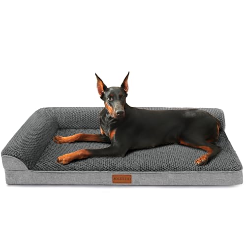 Jolifield Orthopädisches XXL-Hundebett für extra große Hunde, 122 x 76 cm, wasserdicht, L-förmig, großes Hundesofa, Haustierbett mit abnehmbarem Bezug, rutschfeste, weiche Haustier-Couch-Bett, von Jolifield