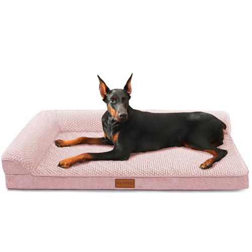 Jolifield Orthopädisches XXL-Hundebett für extra große Hunde, 122 x 76 cm, wasserdicht, L-förmig, großes Hundesofa, Haustierbett mit abnehmbarem Bezug, rutschfeste, weiche Haustier-Couch-Bett, von Jolifield