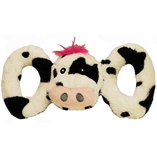 Jolly Pet Tug-a-Mals Cow Dog Durable Interactive Squeaking Fun Tug Toy Medium von Jolly Pets