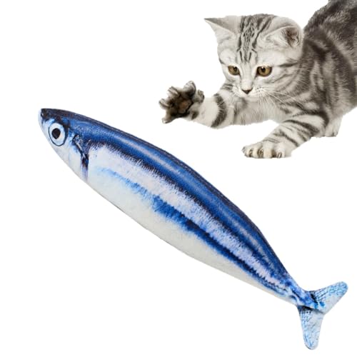 Jomewory Floppender Fisch mit Katzenminister, Katzenminister Fischkatze Spielzeug | Realistische Fischform Catnip Doll - Cartoon Haustiere Kissen Zahnen Puppen für Zuhause, Innenräume, Wohnzimmer von Jomewory