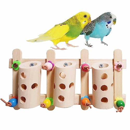 Jomewory Futterständer für Vögel, Spielzeug aus Holz für Vögel – Spielzeug zum Kauen für Papageien und Vögel – Zubehör für Käfig aus Holz, Zubehör für Haustiere, für Kleintiere von Jomewory