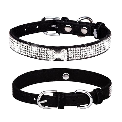 Jomewory Glitzerndes Hundehalsband,Mikrofaser-Haustierhalsband mit Strasssteinen für Mädchen, Hunde und Katzen | Reißfestes, atmungsaktives Bling-Katzenhalsband, verstellbares Strass-Katzenhalsband, von Jomewory