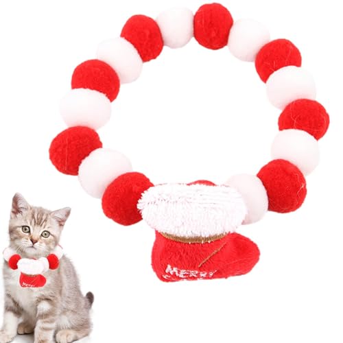 Jomewory Katzen-Weihnachtshalsband, Weihnachtshalsbänder für Katzen - Dehnbares buntes Halsband für Hunde | Weihnachts-Haustierkostüm für Katze, Welpe, Kätzchen, Hund, Haustier-Weihnachtsoutfit zur von Jomewory