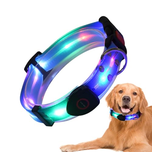 Jomewory LED-Lichthalsband für Hunde,LED-Leuchthalsband für Hunde, Beleuchtetes, verstellbares, leuchtendes Haustierhalsband, Wetterfeste Hundelichter für Nachtspaziergänge, Spaziergänge im Freien von Jomewory