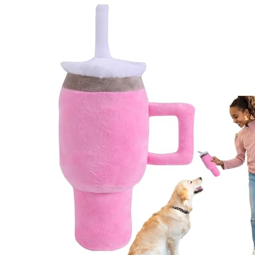 Jomewory Niedlicher, quietschender Hundespielzeugbecher, Kauspielzeug für zahnende Welpen,Niedliche Kuscheltiere für Hunde zum Stressabbau - Plüschweiches Quietschspielzeug mit integriertem Quietscher von Jomewory