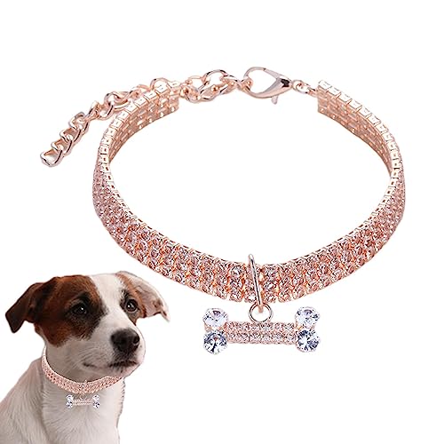 Jomewory Strass Hundehalsband - kleine Hunde und Katzen, Strass Halsband Halsketten Set - Strass Katzenhalsband Halskette, hübscher Haustier Schmuck, Party Hochzeits Accessoires für weibliche Welpen von Jomewory