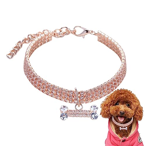 Strass-Hundehalsband – kleine Hunde und Katzen, Strass-Halsband-Halsketten-Set – Strass-Katzenhalsband, hübscher Haustierschmuck, Party-Hochzeitszubehör für weibliche Welpen von Jomewory