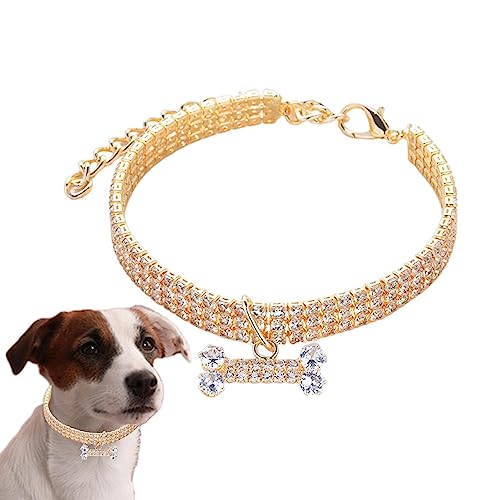 Strass-Hundehalsband – kleine Hunde und Katzen, Strass-Halsband-Halsketten-Set – Strass-Katzenhalsband, hübscher Haustierschmuck, Party-Hochzeitszubehör für weibliche Welpen von Jomewory