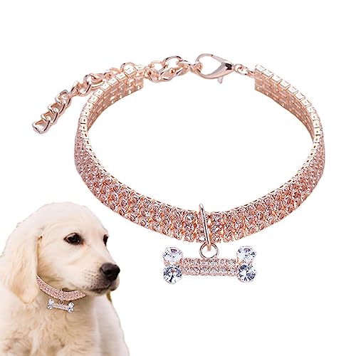 Strass-Hundehalsband – kleine Hunde und Katzen, Strass-Halsband-Halsketten-Set – Strass-Katzenhalsband, hübscher Haustierschmuck, -Hochzeitszubehör für weibliche Welpen von Jomewory