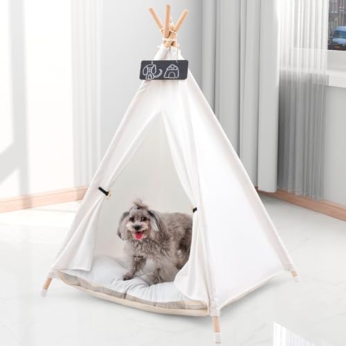 Pet Tipi Zelt für Große Hunde mit Dickem Kissen/Bett, Tragbare Hundehütte, Welpen Tipi für Katzen Hunde Kaninchen (Große Größe) von Jomifin