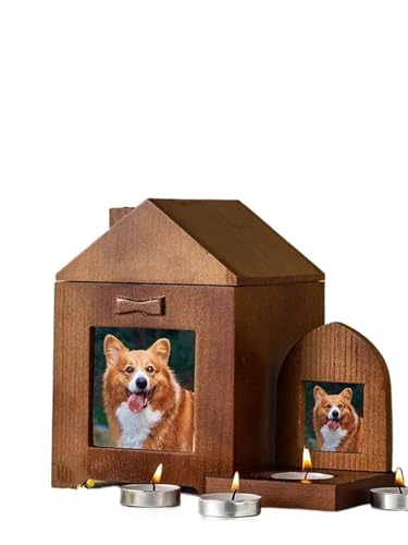 Aorom Pet Ashes House Cottage Kleines Haus Katze Hund Opferkerzenhalter mit Plakette, weißer Urnensarg(House+Tablet 12 * 12 * 17cm) von Jonesangle