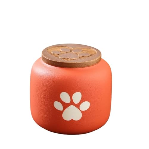 Keramik -Haustier -Urne, Katze und Hundeförderungen, Gedenkfabrikglas, versiegeltes Glass(Orange red Footprint 180ml) von Jonesangle