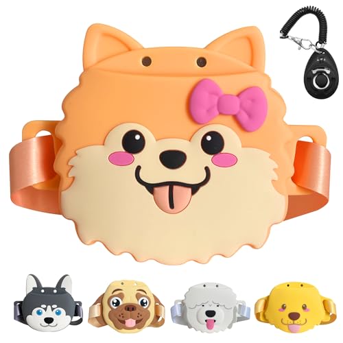 Jongdari Silikon-Leckerli-Tasche mit Trainings-Clicker, Welpen-Leckerli-Snack-Tasche, Köderbeutel, Halter für Haustier-Training mit Hüftgurt, 4 Magnetverschlüsse (Pomeranian) von Jongdari