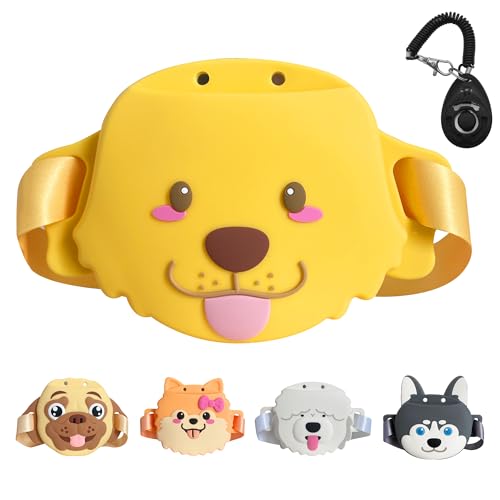 Jongdari Silikon-Leckerli-Tasche mit Trainings-Clicker, Welpen-Leckerli-Snack-Tasche, Köderbeutel, Halter für Haustiertraining mit Hüftgurt, 4 Magnetverschlüsse (Golden Retriever) von Jongdari