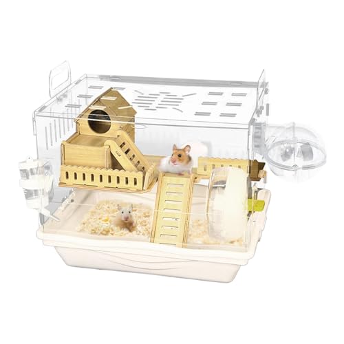 Hamsterkäfig, Acryl Kleintierkäfig Nagerkäfig, Abnehmbares Atmungsaktive Hamster Sicherheitskäfig, Doppelschicht Transparentes Hamsterzubehör Accessoires Hamsterhaus, Leicht Zu Reinigen von Jongyumo