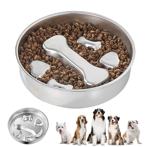 Hundefutternapf Zur Verlangsamung Der Futteraufnahme - Hundenapf Mit Verlangsamter Futteraufnahme | Rutschfeste Edelstahl-Futterschüssel Interaktives Hundeessen-Zubehör Für Große, Mittelgroße & Kleine Hundefutternapf Zur Verlangsamung Der Futteraufnahme - Hundenapf Mit Verlangsamter Futteraufnahme | Rutschfeste Edelstahl-Futterschüssel Interaktives Hundeessen-Zubehör Für Große, Mittelgroße & Kleine von Jongyumo