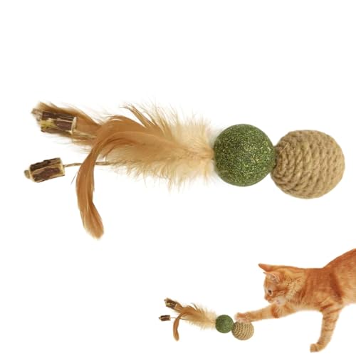 Interaktives Katzenspielzeug, 4 Stück Katzen Minzenkugel Federspielzeug, Leckbare Katzenpatzier Spielzeuge, Pet Stress Relief Spielwerkzeug, Kätzchen Trainings Instrument für Langeweile und Anregendes von Jongyumo