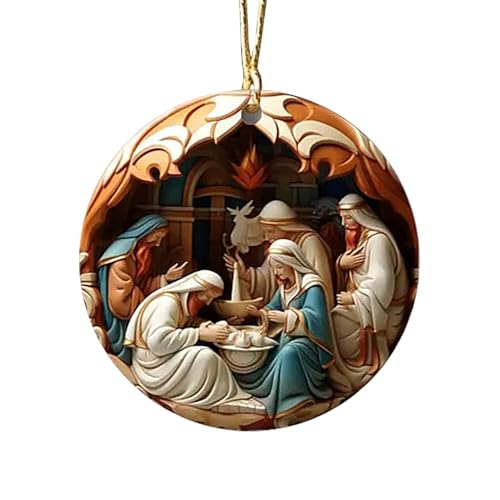 Jongyumo Jesus Krippen Ornament, Religiöse Weihnachtsszene, Krippenfiguren Heilige Familie Figuren, Christliche Baumschmuck, Flexible Platzierung, Sorgfältig Gefertigt von Jongyumo