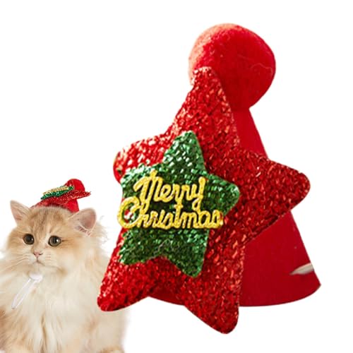 Katze Weihnachtsmütze, Weihnachtsmannmütze für Kätzchen - Kätzchenkostüme Haustier Katze Weihnachtsmütze,Welpen-Weihnachtszubehör, Samt-Haustierkostüme für Katze, Welpe, Kätzchen, Haustier von Jongyumo