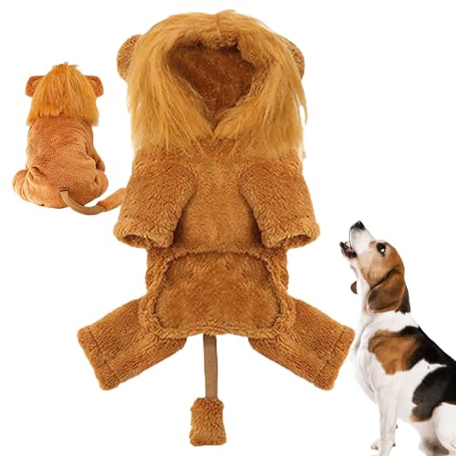 Löwenmähnen-Hundekostüm, Hunde-Löwen-Kapuzenpullover,Tierwärme Cosplay Urlaubsmantel - Süße, weiche, warme, lustige Haustier-Katzen-Haustier-Anziehkleidung für Weihnachten, Thanksgiving von Jongyumo