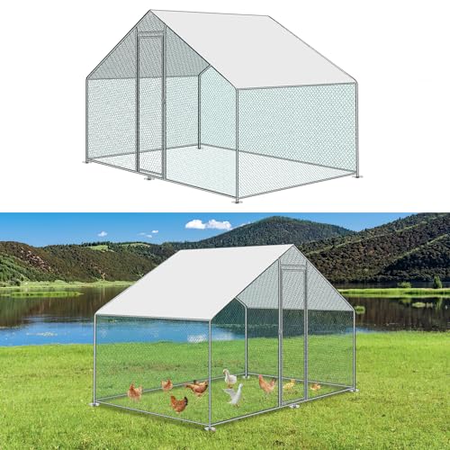 Joparri Hühnerstall mit Sicherheitsschloss und Wasserdichtem PE-Sonnenschutz, 3x2x2m Hühnerhaus Freilaufgehege, Robuster Stahlrahmen, ideal für Hühner, Kaninchen und weitere Kleintiere von Joparri