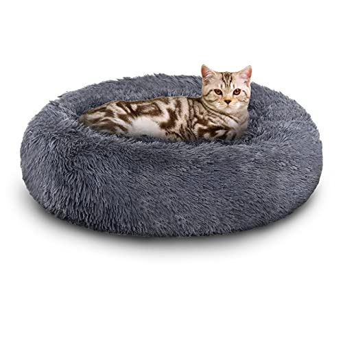 Jopassy Haustierbett Hundebett Katzenbett 100cm dunkelgrau Rundes Plüsch rutschfest Hundesofa waschbar Katzensofa Kissen in Doughnut-Form Durchmesser für Katzen Hunde Kleine Tiere von Jopassy