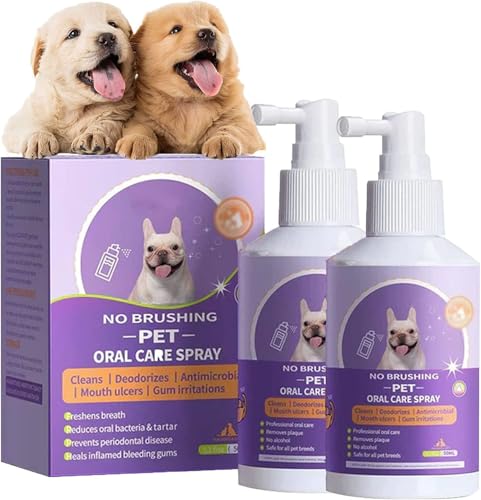 Jopiwei Sofenthiss Zahnreinigungsspray für Hunde und Katzen, 2024 Neues Pet Clean Teeth Spray, Pet Breath Freshener Spray Care Cleaner, No Brushing Pet Oral Care Spray (2 Stück) von Jopiwei