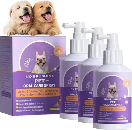 Jopiwei Sofenthiss Zahnreinigungsspray für Hunde und Katzen, 2024 Neues Pet Clean Teeth Spray, Pet Breath Freshener Spray Care Cleaner, No Brushing Pet Oral Care Spray (3 Stück) von Jopiwei