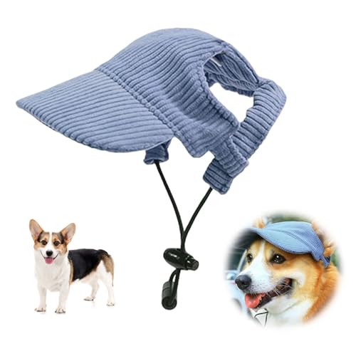 1 Stück Hunde Baseballmütze, Verstellbar Sommer Sonnenschutz Hut Sonnenhüte mit Ohrlöchern, Blau Haustier Sommer Hut,L,Sonnenschutz Hundemütze für Kleine Hunde, Welpen, Katzen von Jormftte