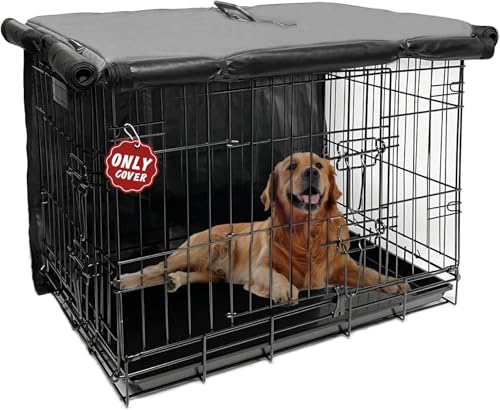 42 Zoll Hundekäfig Abdeckung Hundehütte Abdeckung Große XL Hundebox für Große Hunde Draht Hundekäfig mit 1 2 3 Türen, Wasserdichtes 600D Oxford-Gewebe Indoor/Outdoor Grau von Joroamp