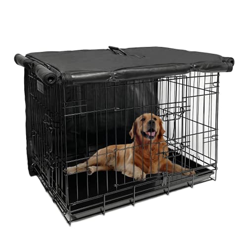 Hundekäfig Abdeckung 76.2 cm Hundehütte Abdeckung, Metall Kleine Hundebox Stoßstange für Draht Hundekäfig mit 1 2 3 Türen, Wasserdichtes 600D Oxford-Gewebe Innen/Außen Schwarz von Joroamp