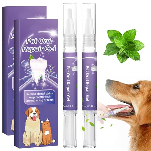 2-teiliges Zahnreparaturgel für Haustiere 20 g Zahnreparaturgel für Haustiere für Hunde und Katzen. Zahnpasta mit Minze für Haustiere und Zahnsteinentfernung für Haustiere für Hunde und Katzen. von Jorzer