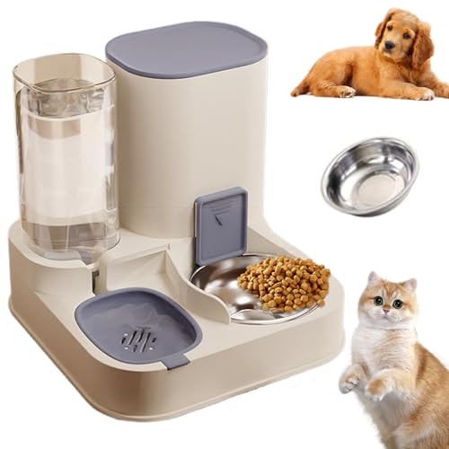 Automatischer Katzenfutterspender 2-in-1 Edelstahl Und Pp Automatischer Katzenfutter- Und Wasserspender Mit Großer Kapazität Abnehmbarer Katzenfutterspender Für Hunde Und Katzen Blau von Jorzer