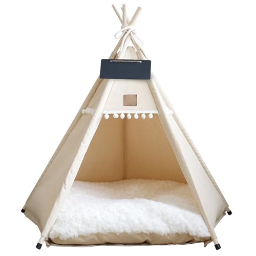 Hundekatze Teepee Haustier Zelt tragbare Haustier Tipee Zelte mit Kissen und kleine Tafel 20 Zoll hohe Waschbecken Hundehaus Welpe süßes Bett für Haustiere unter 7 kg von Jorzer