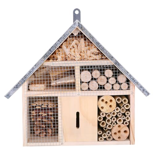 Insektenhotel wetterfeste Bienenbox aus Holz hängende Insektenhütte dekorative Bestäuberwohnungen für Gartennützlinge von Jorzer