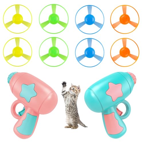 Jorzer Flying Disc Launcher für Cat Disc Launcher 10pcs/Set niedliche farbenfrohe interaktive Katzen, die Saucer -Shooter -Spielzeug für Innen- und Outdoor -Training verfolgen von Jorzer