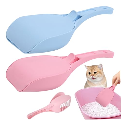 Jorzer Katzenstreu-Schaufel mit langem Griff Katzenpet Pet Scooper Nicht-Schicht-Katzenstreu-Schaufel mit feinem Loch und Deckel 2 PCS für PET-Lieferungen 10.04x3.90x3.23 Zoll von Jorzer