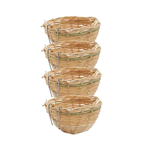 Jorzer Vögel Nest 4pcs Stroh Vogel Nest handgewebt 4 Stück Bambus gewebtes Vogelnest Papageiennest mit Haken 10 * 6 von Jorzer