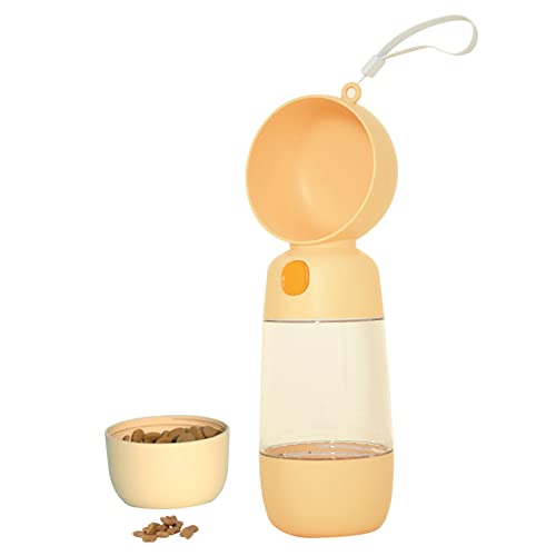 Tragbare Hundewasserflasche 2 in 1 Hundewasserflaschen zum Spazierengehen auslaufsichere Hundetrinkflasche tragbarer Welpen Wasserspender mit Futterspender für Haustiere Orange von Jorzer