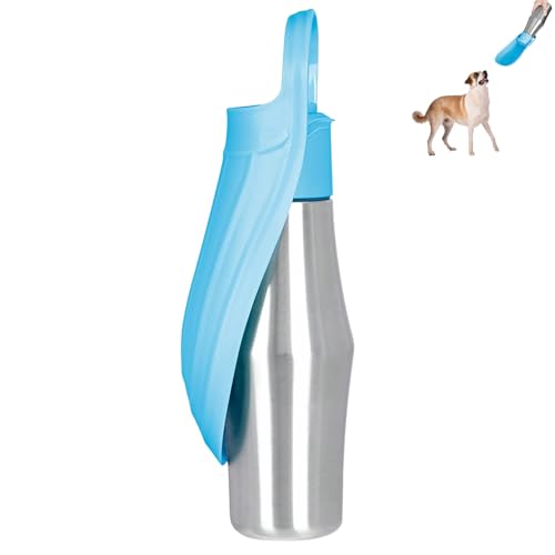 Wasserflaschen für Hunde zum Spazierengehen Wasserflaschen für Hunde zum Spazierengehen 750 ml Edelstahl Wasserspender Reise Wassernapf für Haustiere Hunde Welpen von Jorzer