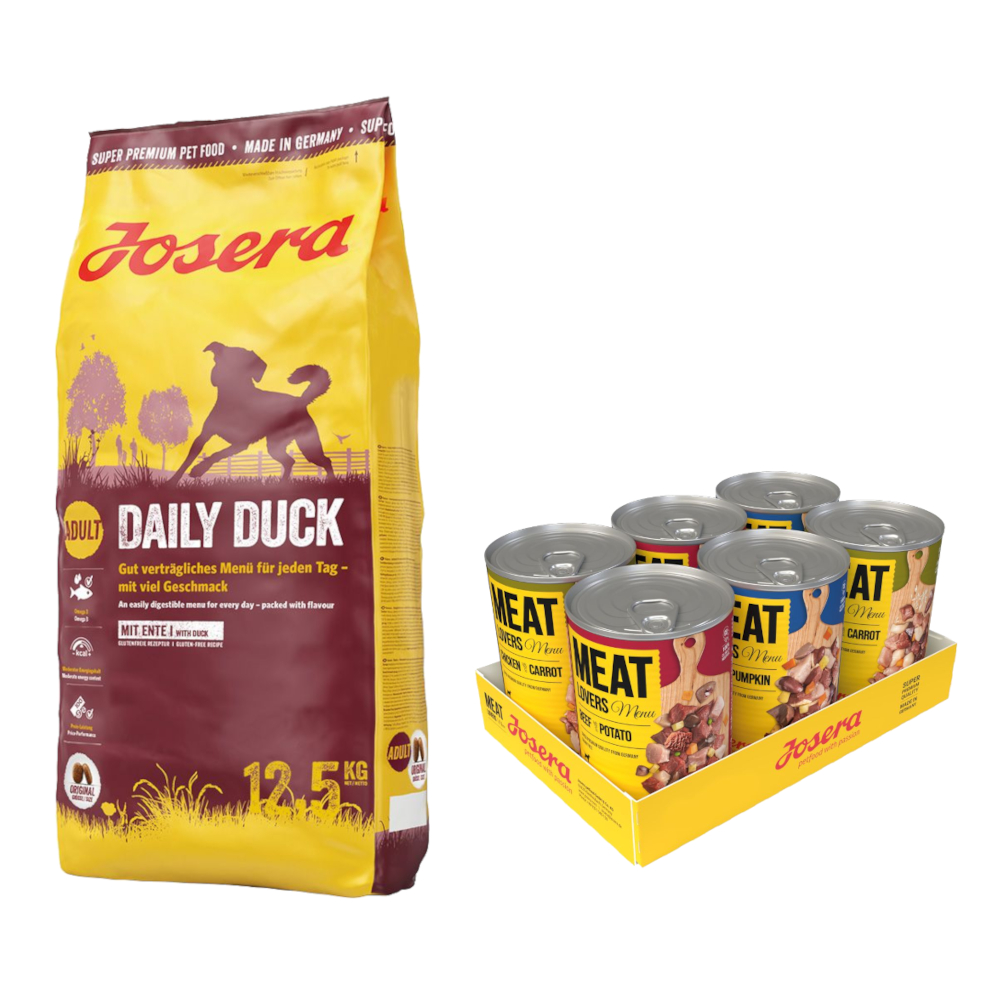 12,5 kg Josera + 6 x 400 g Meatlovers Menü Mix (3 Sorten) gratis! - Daily Duck von Josera