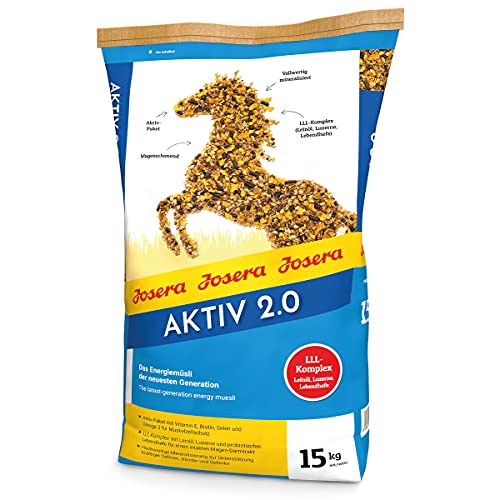 JOSERA Aktiv 2.0 (1 x 15 kg) | Premium Pferdefutter mit Vitamin E, Biotin, Selen und Omega 3 | magenschonend | Energiemüsli | vollwertig mineralisiert | 1er Pack von Josera