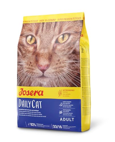 JOSERA DailyCat (1 x 2 kg) | Adult | Premium Trockenfutter für ausgewachsene Katzen | Geflügel & Süßkartoffel | erlesene Kräuter & gesunde Früchte | getreidefrei | Katzenfutter | 1er Pack von Josera