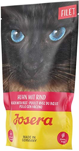 JOSERA Filet Huhn mit Rind (16 x 70 g) | Adult | Premium Nassfutter für ausgewachsene Katzen | Huhn & Rind mit 40% Hühnerfilet | getreidefrei | Katzenfutter nass im Frischebeutel | 16er Pack von Josera