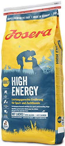 JOSERA High Energy (1 x 15 kg) | Adult | Premium Trockenfutter für ausgewachsene aktive Hunde | Geflügel & Lachsöl | ideal für Agile Zucht- und Sporthunde | weizenfrei | Hundefutter | 1er Pack von Josera