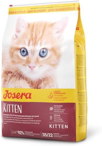 JOSERA Kitten (1 x 10 kg) | Kitten | Premium Trockenfutter für heranwachsende Katzen & Katzen-Mütter in der Säugezeit | Lachs & Geflügel | leicht verdaulich | weizefrei | Katzenfutter | 1er Pack von Josera