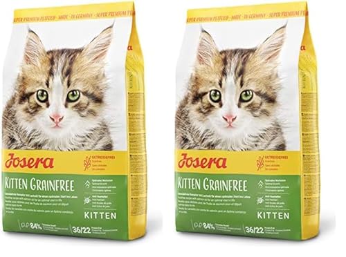 JOSERA Kitten grainfree (1 x 2 kg) | Kitten | Premium Trockenfutter für heranwachsende Katzen sowie Katzen-Mütter in der Säugezeit | Geflügel & Lachsöl | getreidefrei | Katzenfutter | 2er Pack von Josera